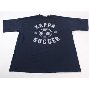 Kappa Soccer Graphic T-Shirt Mens XXL Navy Blue Vintage 90s Short Sleeve Tee